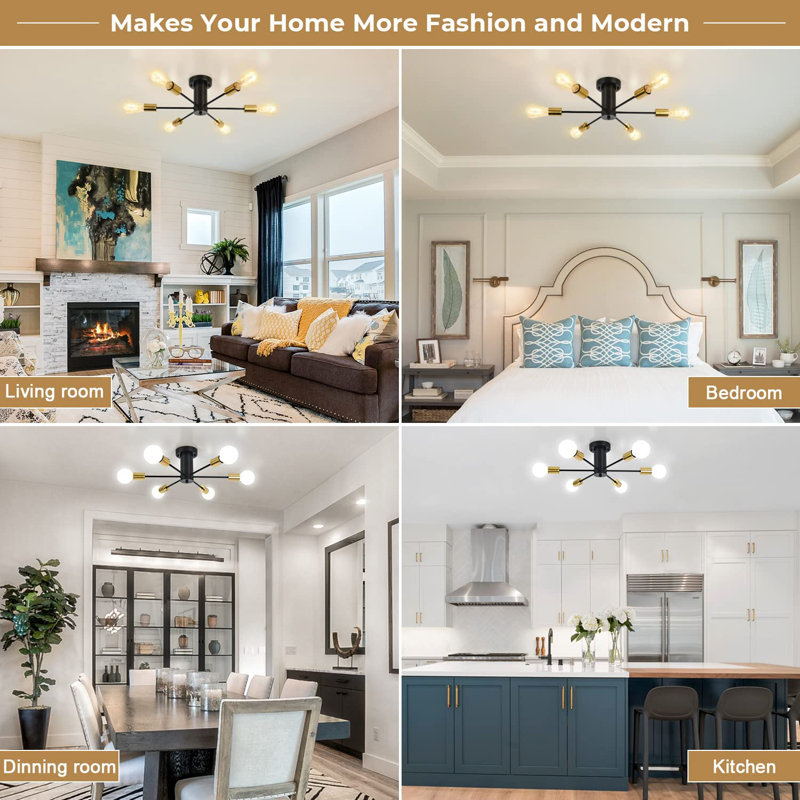 Wrought Studio Annasofia Dimmable Modern Linear Chandelier Sputnik Semi